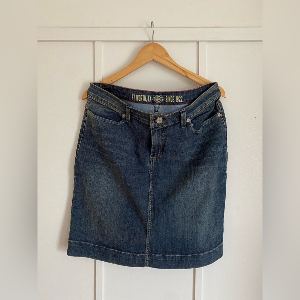 Denim knee length skirt